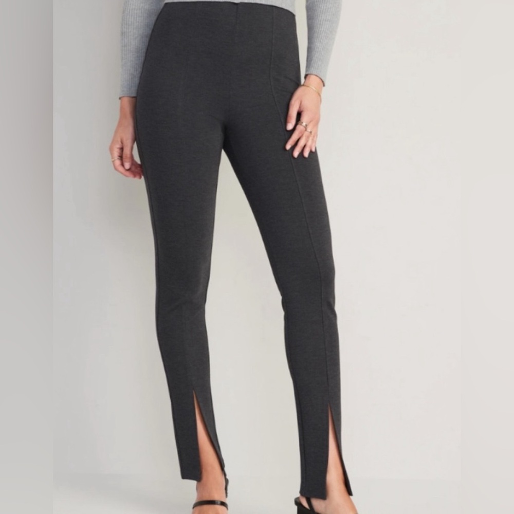 Old Navy XL Ponte Skin Skinny Extra HiRise Ponte Pant, Vented Front Hem, Black